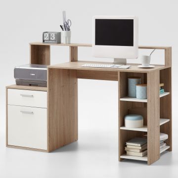 Schreibtisch Elton 139cm - Eiche/Weiß
