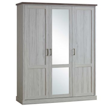 Kleiderschrank Emily 172cm mit 3 Türen und Spiegel - grau