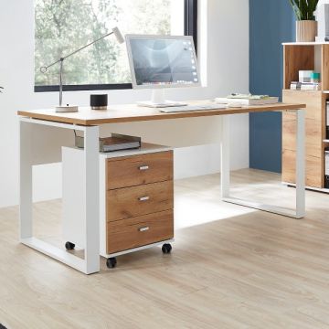 Lloris 158cm Schreibtisch - weiß/Eiche 