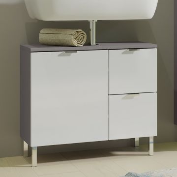 Waschtischunterschrank Mauro 60cm mit Tür und 2 Schubladen - graphit/weiß