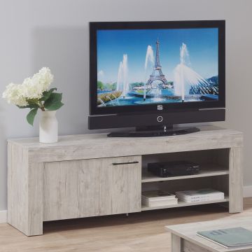 TV-Möbel Daniella 155cm, 1 Tür - Eiche grau Dekor
