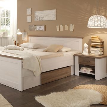 Bett Larnaca 180x200cm mit 2 Schubladen und 2 Nachttischen - weiß 