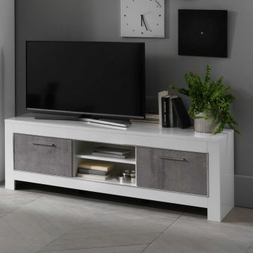 Modena Fernsehmöbel 160 cm - Weiß/Beton