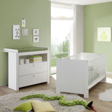 Babyzimmer-Kombination Olivia/Julie | Wickeltisch, Bett | weiß