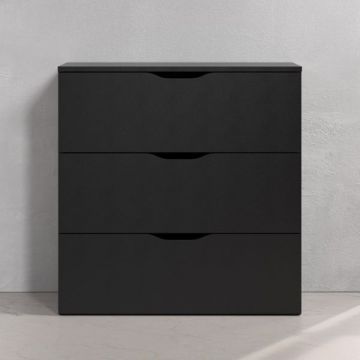 Schubladenschrank Basix | 78 x 40 x 80 cm | Schwarz melaminbeschichtet | Multifunktional