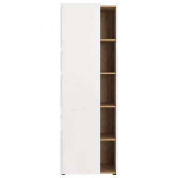 Multifunktionaler Aufbewahrungsschrank Yannai | 62 x 42 x 188 cm | Oak White Design