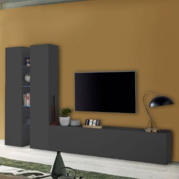 TV-Möbel-Set Natasha | TV-Schrank, Stauschränke und Ablagefächer | Anthrazit-farbig