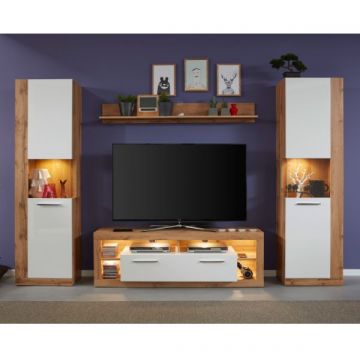 Wohnzimmerset Rock | TV-Schrank, Regal und Vitrinen | Design Wotan Oak White