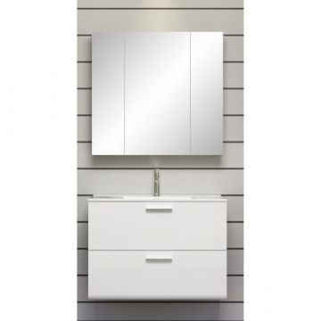 Badezimmerset Riva | Waschtischunterschrank, Spiegelschrank | Smoky Silver Design
