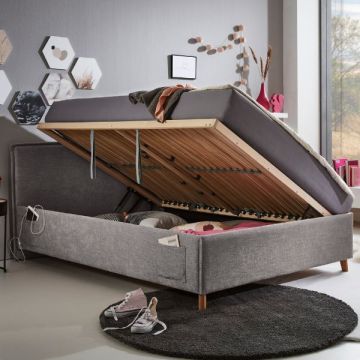 Kofferbett Ollie | 90 x 200 cm | Design Grau