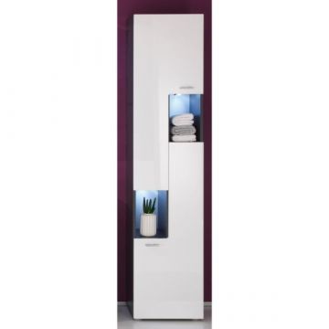 Säulenschrank Bad Tetis | 40 x 30 x 182 cm | High Glossy White