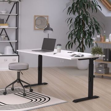 Schreibtisch Hermoso | 160 x 80 x 91 cm | Weiß-schwarzes Design