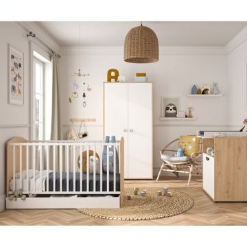 Baby- und Kleinkindzimmer-Set Arthur | Anzuchtbett, Kleiderschrank, Kommode | Bettkasten nicht enthalten | Artisan Oak Design