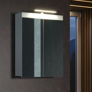 Spiegelschrank Amanda | 60 x 17 x 77 cm | Mit LED-Beleuchtung | Agave Grey