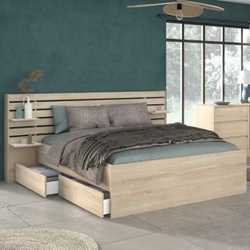 Schlafzimmerset Escale | Französisches Bett, Nachttischschubladen-Set