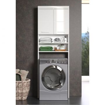 Waschmaschinenschrank Amanda/Mando/Bea | 63 x 24 x 187 cm | High Glossy White