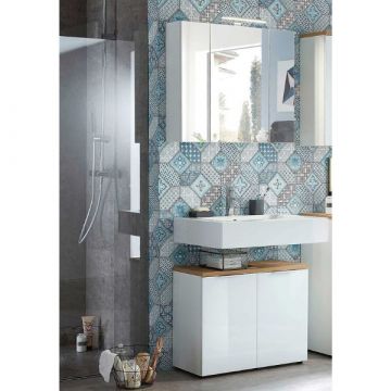 Badezimmerset Sepp | Waschbeckenschrank und Spiegelschrank | Eiche Navarra