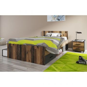 Jugendzimmer-Set Ramos | Doppelbett mit Schubladen, Nachttisch | Kastamonu Design