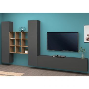 TV-Möbel-Set Natasha | TV-Schrank, Stauschränke und Ablagefächer | Anthrazit-farbig