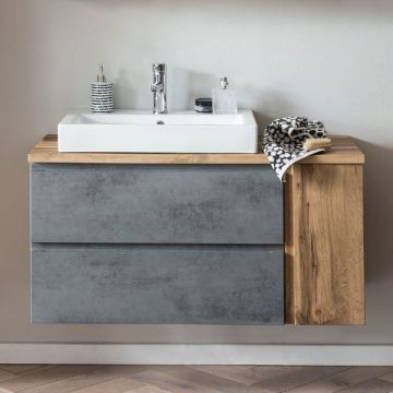 Waschbeckenschrank Varese | 105 x 47 x 65 cm | Wotan Oak / Farbe Beton