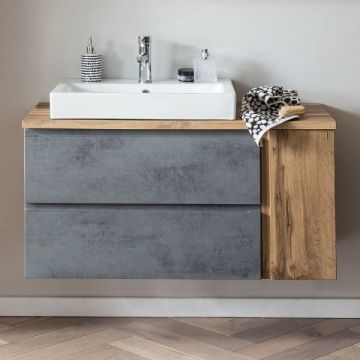 Waschbeckenschrank Varese | 105 x 47 x 65 cm | Wotan Oak / Farbe Beton