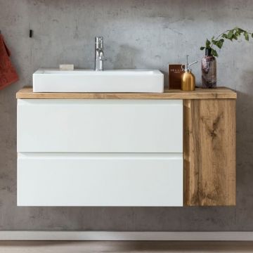 Waschbeckenschrank Varese | 105 x 47 x 65 cm | Wotan Oak / Weiß