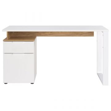 Schreibtisch mit Ablage Yannai | 140 x 61 x 74 cm | Oak White Design