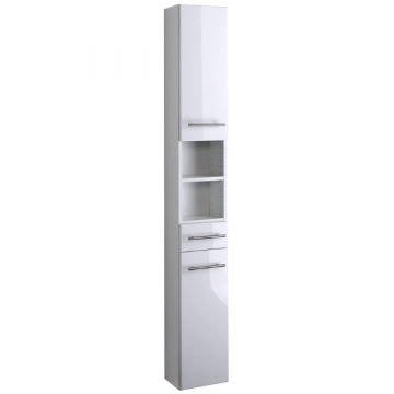 Säulenschrank Small 25cm 1 Schublade und 2 Türen - hochglänzend weiß