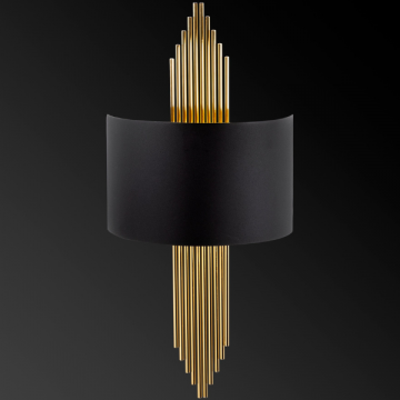 Opviq Wandleuchte | Metallgehäuse | 75x10x22cm | E27 40W | Schwarz Gold