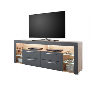 Tv-Möbel Gazza 179cm mit 4 Schubladen - grau/eiche