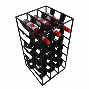 Weinregal Pinot 18 Flaschen Leder und Metall - schwarz