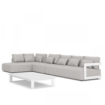 Lounge-Set Raphael links Aluminium und Agora - weiß/grau