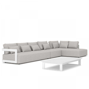 Lounge-Set Raphael rechts Aluminium und Agora - weiß/grau