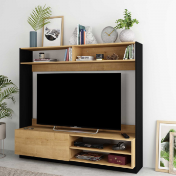TV-Möbel Daphne 163cm mit Falttür - Eiche/schwarz