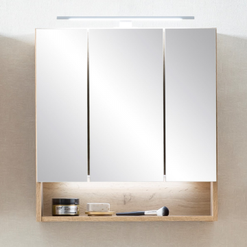 Spiegelschrank Karan 120cm 3 Türen mit Beleuchtung - Eiche Modern - Held |  Emob
