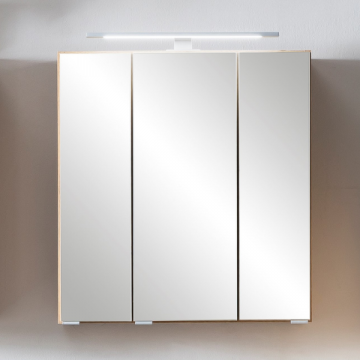 Spiegelschrank Vikas 60cm 3 Türen mit Beleuchtung - Eiche