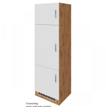 Küchenschrank für Kühlschrank Sorrella 60cm 3 Türen - weiß/Eiche