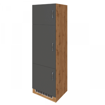 Küchenschrank für Kühlschrank Sorrella 60cm 3 Türen - anthrazit/pfirsich