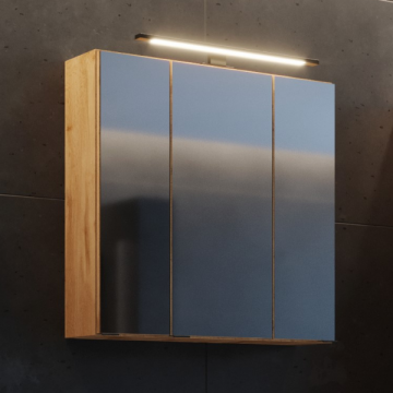 Spiegelschrank Malvo 60cm 3 Türen mit Beleuchtung - Eiche