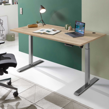 Schreibtisch Sonra mechanisch verstellbar - grau/sonoma