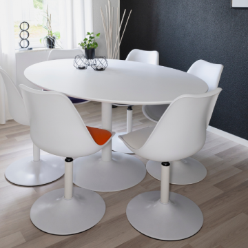 Ovaler Esstisch Harmony 160x110 cm-weiß 