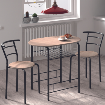 Tisch mit 2 Stühlen Ada-sonoma Eiche/schwarzes Metall