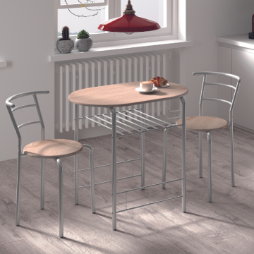 Tisch mit 2 Stühlen Ada-sonoma Eiche/graues Metall