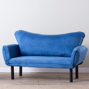 2-Sitzer Sofa-Bett | Komfort und Stil | Metallrahmen | Pflegeleichter Stoff | Blau