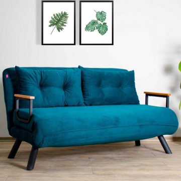 Stilvolles 2-Sitzer Sofa-Bett | Komfort und Design | 100% Metallrahmen | Petrolgrün