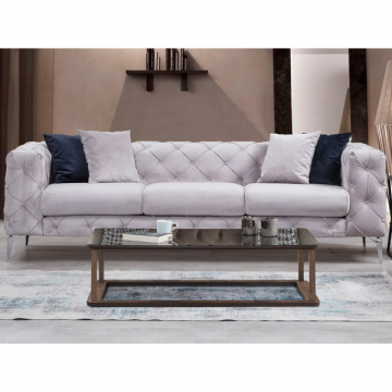 Bequemes 3-Sitzer-Sofa | Stilvolles Design | Buchenholzrahmen | 100% Polyester-Stoff
