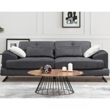 Komfortables und stilvolles 3-Sitz-Sofa | Buchenholzrahmen | Anthrazit