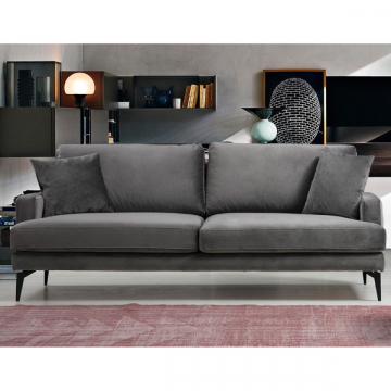 Komfortables und stilvolles 3-Sitz-Sofa mit Buchenholzrahmen | Farbe Grau
