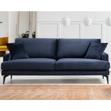Stilvolles 3-Sitz-Sofa für ultimativen Komfort | Marineblau | 205x90x88cm