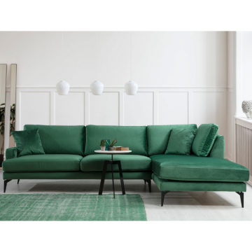 Komfort und Stil: Grünes Ecksofa | Buchenholzrahmen | 100% Polyester Stoff